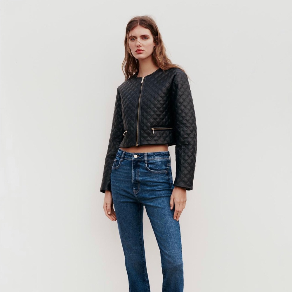 FAUX LEATHER CROPPED QUILTED JACKET bloggeres favorite